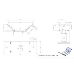 Bordsamlebeslag til Bordben  - 60x126mm - Elforzinket