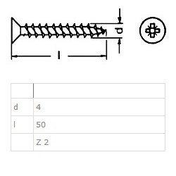Spnpladeskrue PZD - 4.0x50mm - Rustfri A2