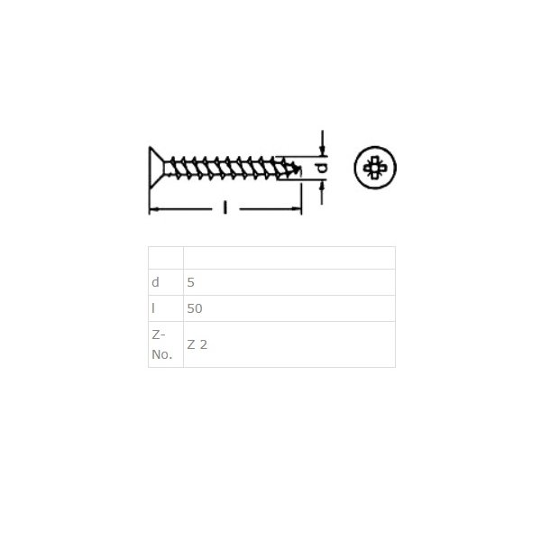 Spnpladeskrue PZD - 5.0x50mm - Rustfri A2
