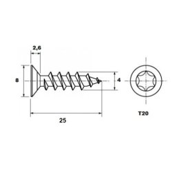 Sp�npladeskrue Torx T20 - 4.0x30mm - Rustfri A2