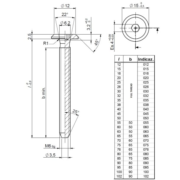 Samleskrue M6x25mm - Bronzeret