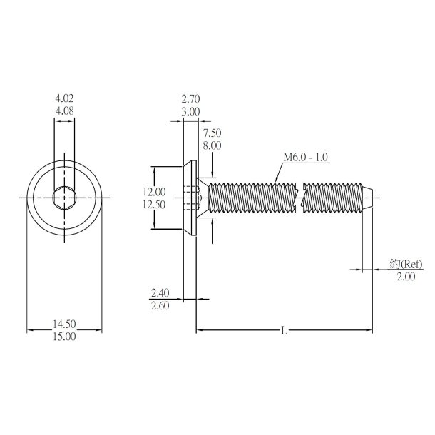 Samleskrue M6x25mm - Gulforzinket
