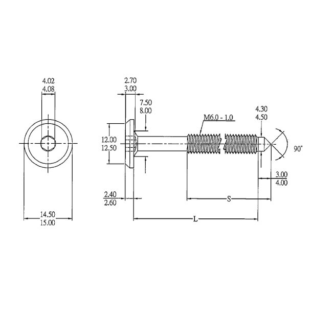 Samleskrue M6x60mm - Bronzeret