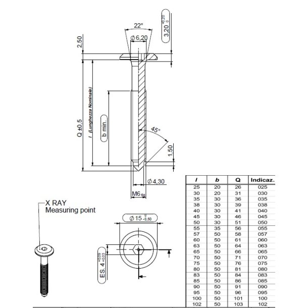 Samleskrue M6x90mm - Bronzeret