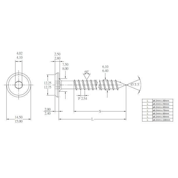 Samleskrue 6,3x40mm - Gulforzinket