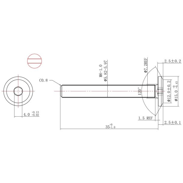 Samleskrue M6x35mm - Rustfri Stl (AISI  316)