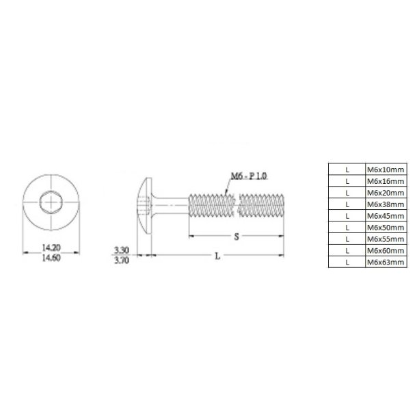 Samleskrue M6x60mm - Gulforzinket