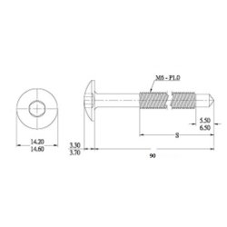 Samleskrue M6x90mm - Gulforzinket
