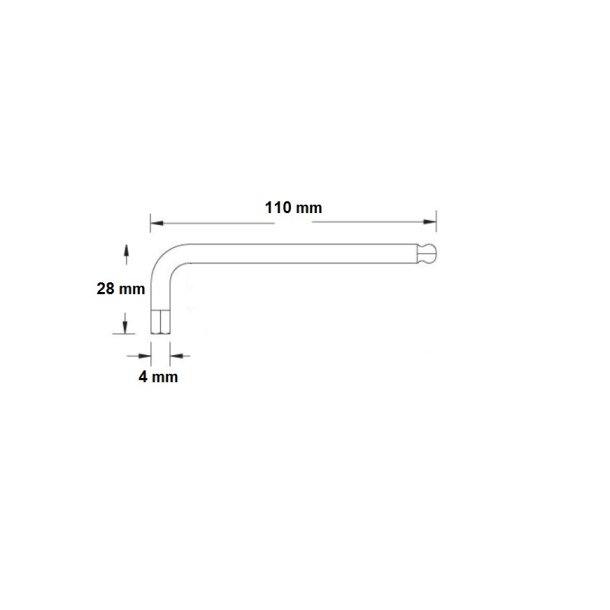 Unbrakongle med Kugle 4mm - 110x28mm