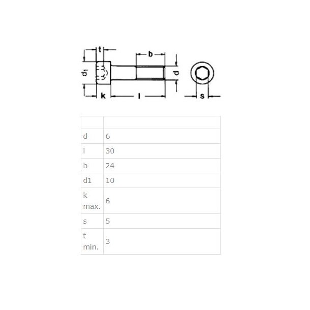 Unbrako Bolt M6x30mm - Rustfri A2 - DIN 912