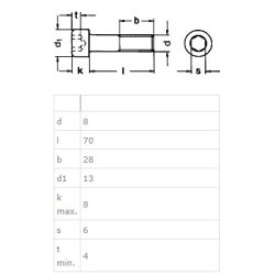 Unbrako Bolt M6x70mm - Rustfri A4 - DIN 912