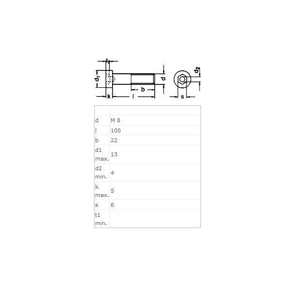 Unbrako Bolt M8x100mm - Rustfri A2 - DIN 6912