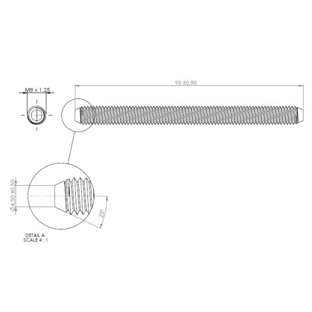 Gevindstang M8x95mm - Gulforzinket