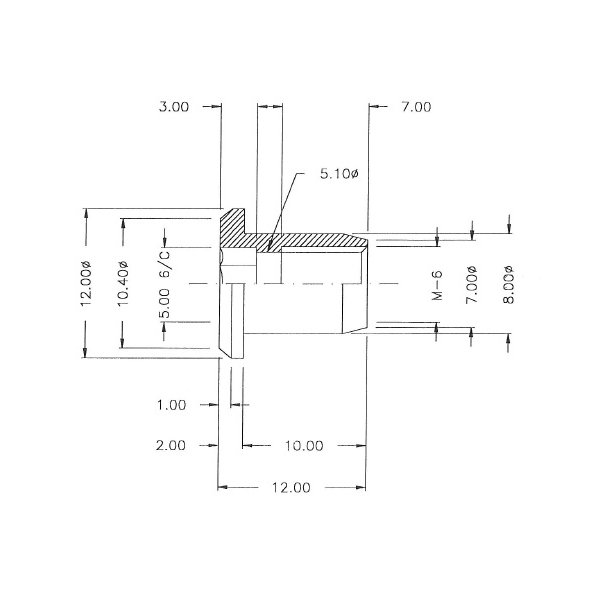 Messing Mbelhoved 12x10x8mm - M6 - Messing
