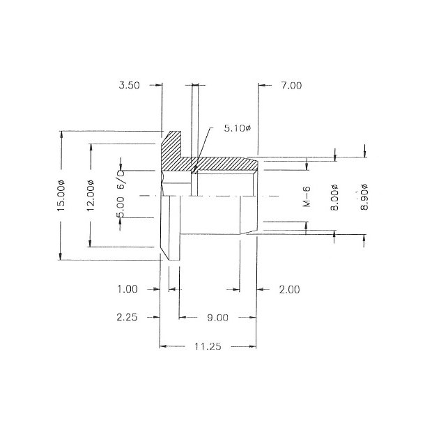 Messing Mbelhoved 15x9x9mm - M6 - Messing