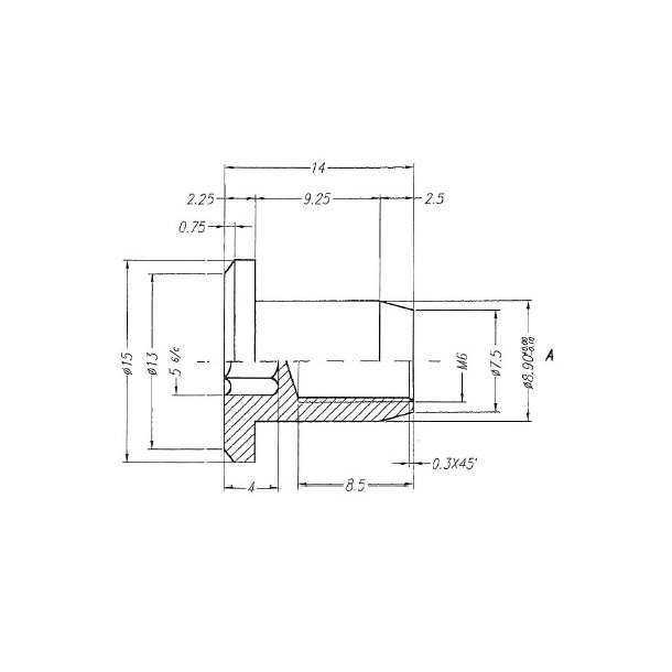 Messing Mbelhoved 15x12x9mm - M6 - Messing