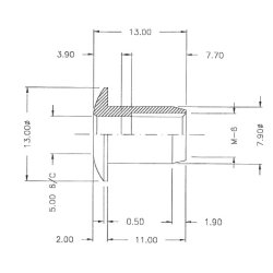 Messing Mbelhoved 13x11x8mm - M6 - Messing