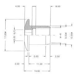 Messing Mbelhoved 17x14x10mm - M8 - Messing