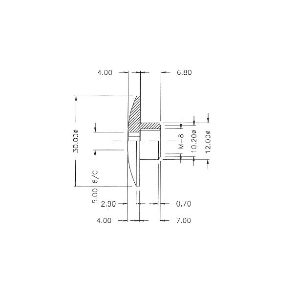 Messing Mbelhoved 30x7x12mm - M8 - Messing