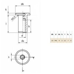 Stl Mbelhoved 15x9x12mm - M6 - Gulforzinket