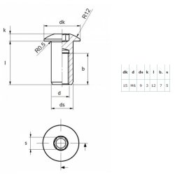 Stl Mbelhoved 15x9x12mm - M6 - Forniklet