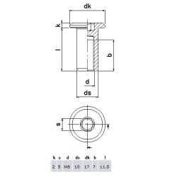 Stl Mbelhoved 17x10x11,5mm - M8 - Formessinget