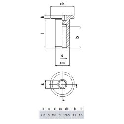 Stl Mbelhoved 19,5x9x16mm - M6 - Bronze