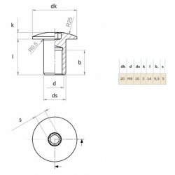 Stl Mbelhoved 20x10x14mm - M8 - Formessinget