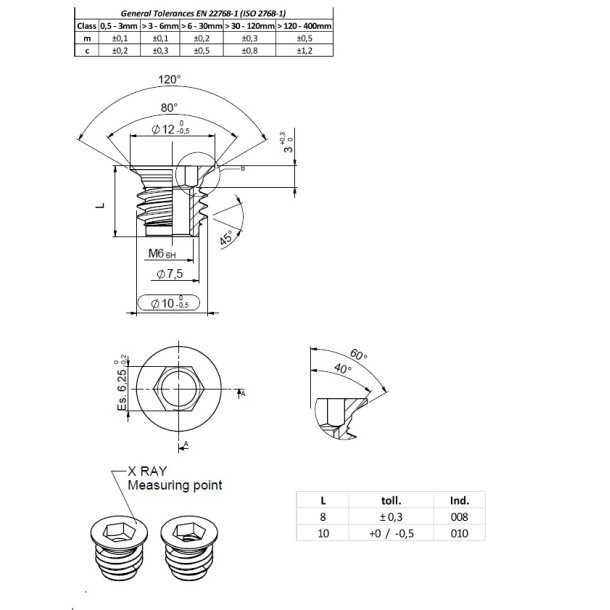 Gevindbsning M6x8mm - Forzinket