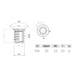 Gevindbsning M6x15mm - Forzinket