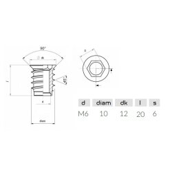 Gevindbsning M6x20mm - Forzinket