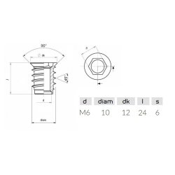 Gevindbsning M6x24mm - Forzinket