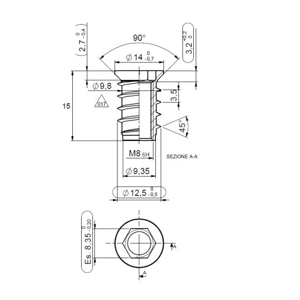 Gevindbsning M8x15mm - Forzinket