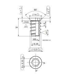 Gevindbsning M8x24mm - Forzinket