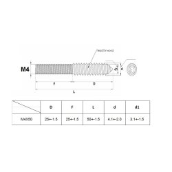 Ansatsskrue M4x50mm - Gulforzinket