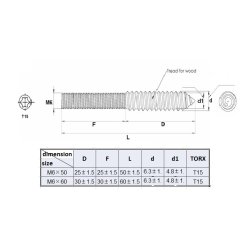 Ansatsskrue M6x60mm - Gulforzinket