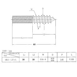 Ansatsskrue M8x60mm - Gulforzinket