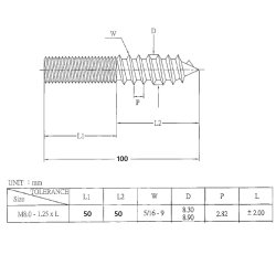 Ansatsskrue M8x100mm - Gulforzinket