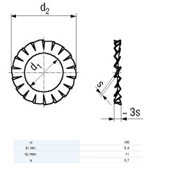 Tandskive 11mm - Elforzinket - DIN 6798