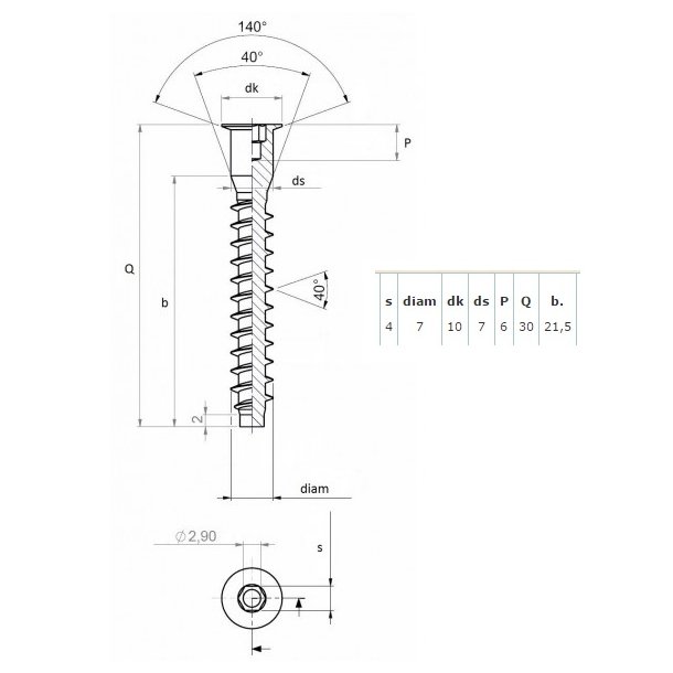 Samleskrue 7x30mm - Elgalvaniseret
