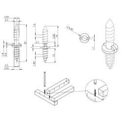 Lamelskrue 3,5x10x14mm - Gulforzinket Stl