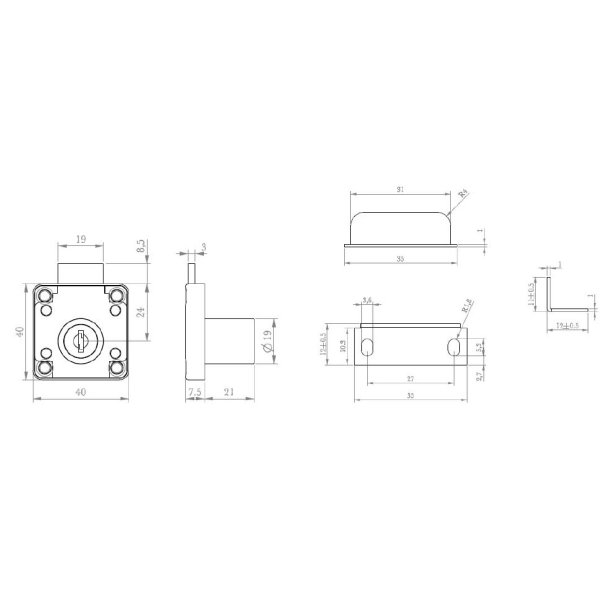 Skuffels "Hermes" 19x21mm - Forniklet - Samme Ngle