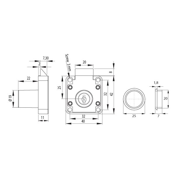 Skuffels "Pontos" 19x22mm - med Smk - Samme Ngle