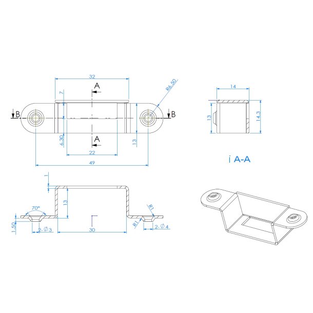 Forhjet Slutblik til Jalousiskabsls - 54mm