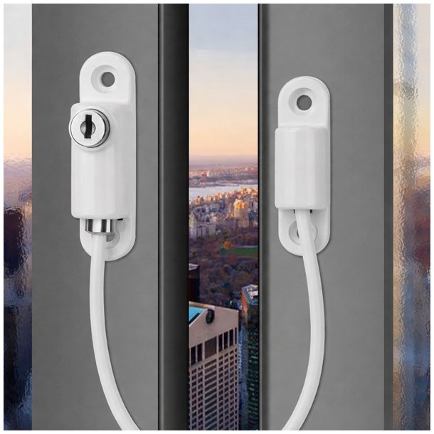 Vinduessikring V8+ med Kabel og N�gle - Hvid