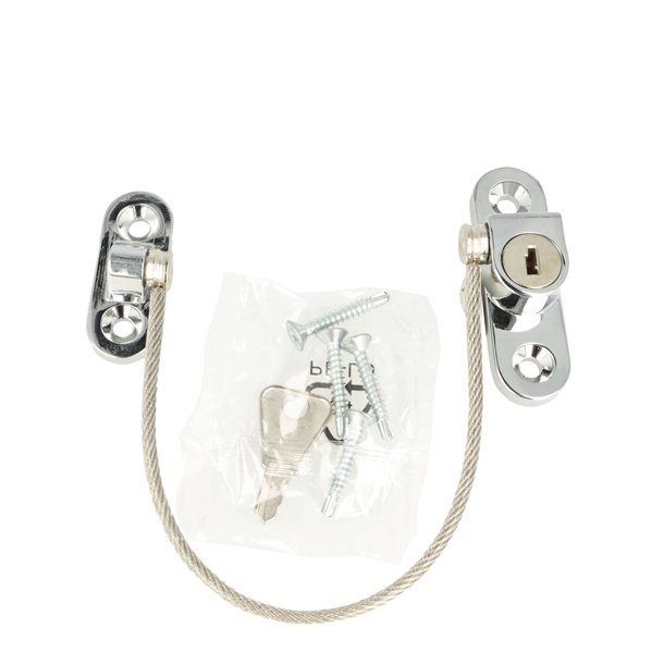 Vinduessikring V1 med Kabel og Ngle - Forkromet