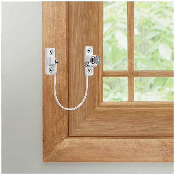 Vinduessikring V3 med Kabel og Ngle - Hvid