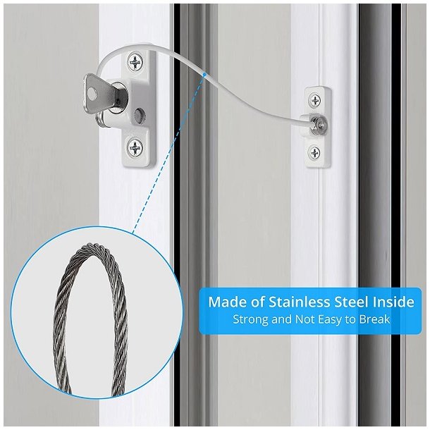 Vinduessikring V3 med Kabel og Ngle - Hvid