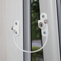 Vinduessikring V1 med Kabel og Ngle - Hvid