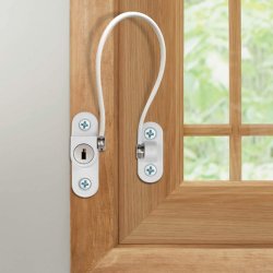 Vinduessikring V1 med Kabel og Ngle - Hvid